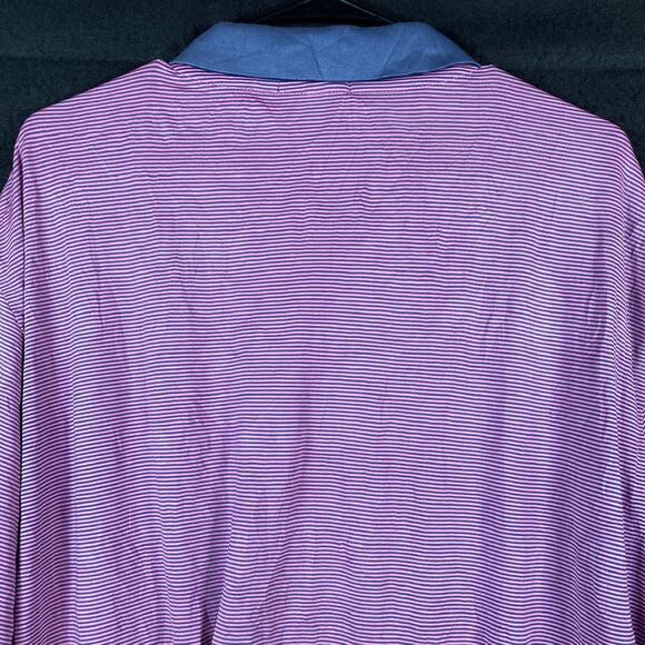 Peter Millar Mens Shirt Purple Blue Stripe Summer Comfort Polo Stretch XLarge - Picture 11 of 12